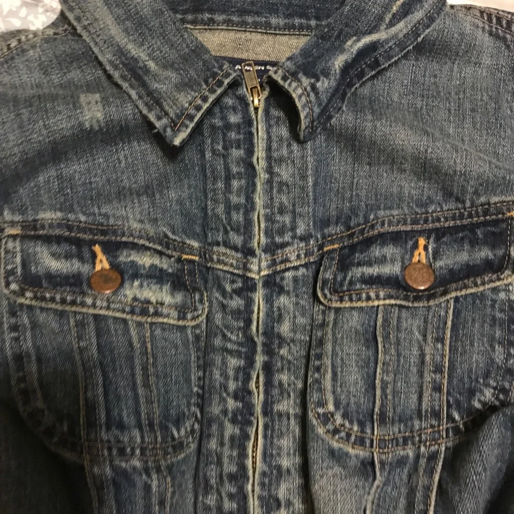 Ralph Lauren Sport Jean Jacket women’s Large distressed 3/4 sleeve - Picture 11 of 12